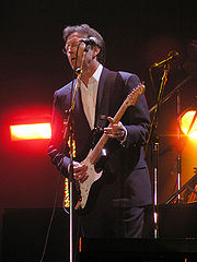 Eric Clapton at the Tsunami Relief concert in Cardiff's Millennium Stadium