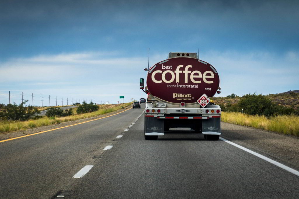 Fuel Truck with Coffee Advertisement